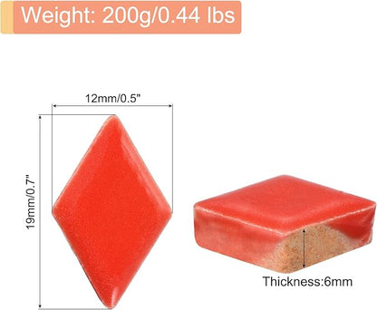 MECCANIXITY 200g Ceramic Mosaic Tiles for Crafts Bulk, Rhombic Red Ceramic Tiles for Mosaic Kits Garden Stepping Stone Cup Mat