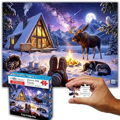 Cozy Camp Fire 500 Pieces Large Format Jigsaw Puzzle