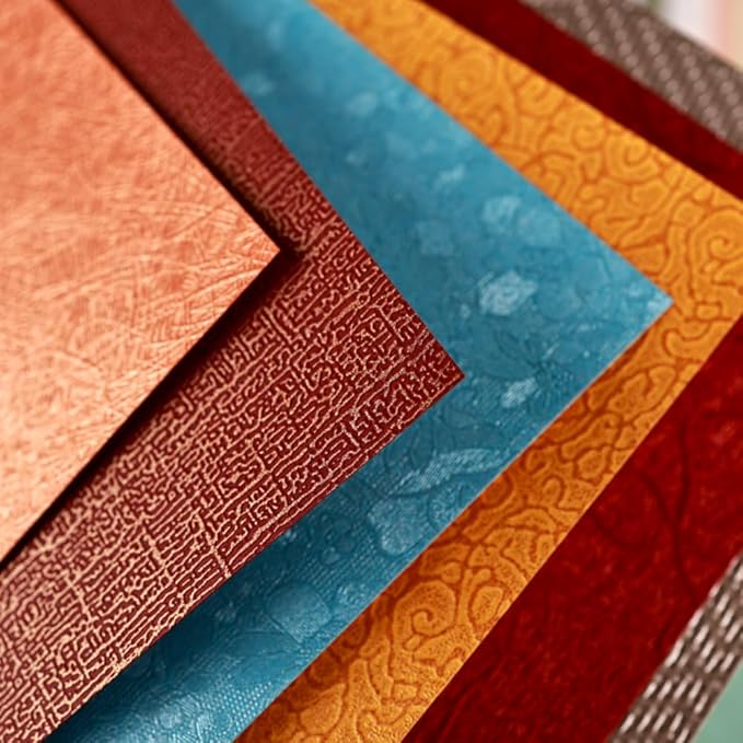 50 Sheets A5 Textured Scrapbook Paper for Crafts, Multi-Color Collage Textured Paper Pearlescent Crafting for Card making, Scrapbooking, Origami, Scrap Book