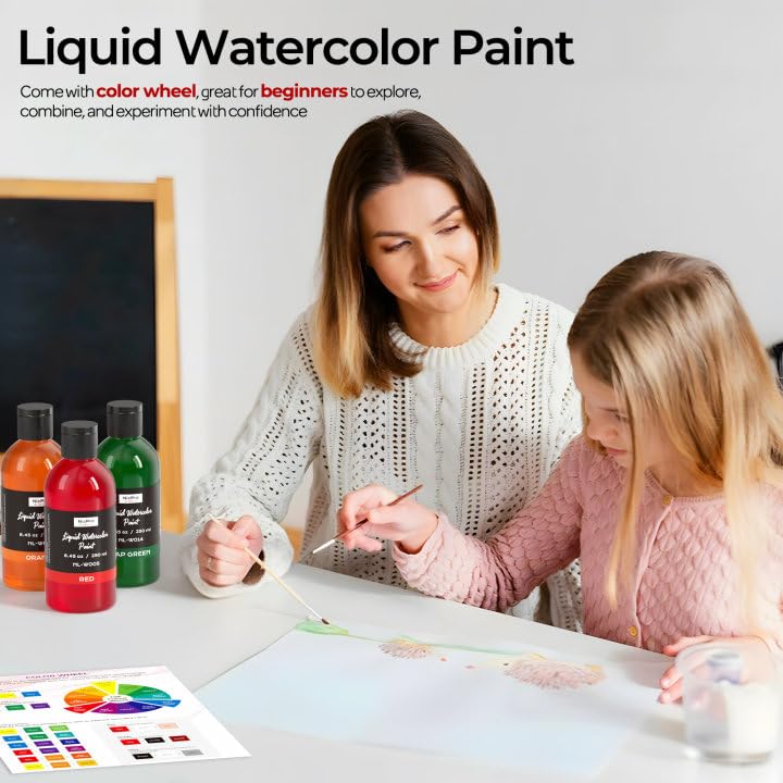 6 Colors Liquid Watercolor Paint Set (50.7 Fl Oz)