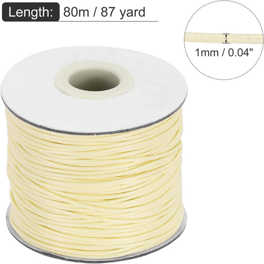 MECCANIXITY Waxed Cord 1mm Waxed Thread 87 Yard Wax String Leather Cord for Bracelet Making, Necklaces, Beading, Jewelry Making and DIY Crafts(Beige)