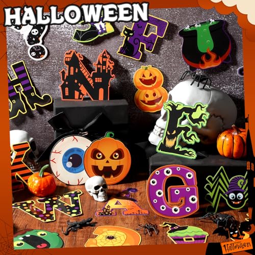 176 Pcs Halloween Bulletin Board Decorations Letters Numbers