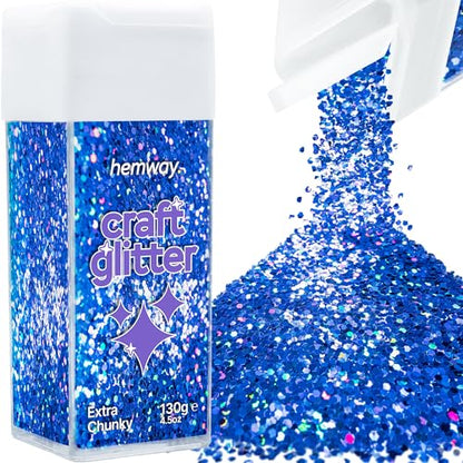 Craft Glitter Shaker Sapphire Blue Holographic 130g Extra Chunky (3.8 Ounce)
