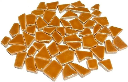 Mosaic Tiles 200g/7.05oz(Approx. 155-170pcs) Porcelain Mosaic Tiles 1-2.5cm 0.4mm Thickness Ceramic Mosaic Stones DIY Mosaic Craft Material(Light Coffee)
