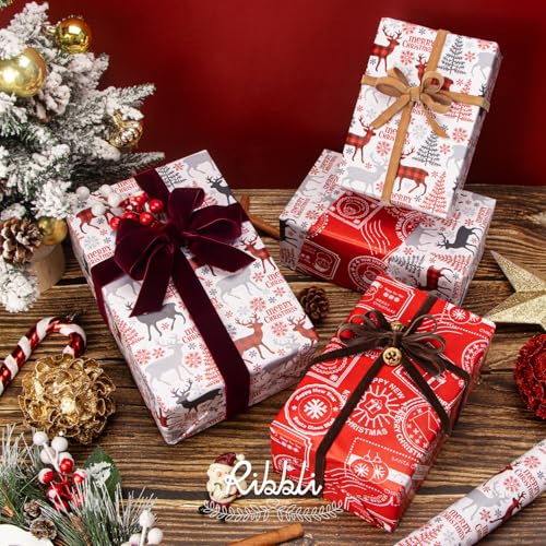 Burgundy Velvet Ribbon 1 Inches Continuous10 Yard Spool Red Christmas Ribbon for Gift Wrapping Crafts Home Decor