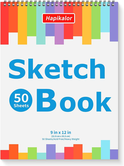 9" x 12" Sketch Book for Kids Adults, 1-Pack 50 Sheets Spiral Bound Art Sketchbook, Acid Free Artist Drawing Paper Pad for Beginners Artists, Kids Travel Essentials, Gifts for 6-14 Year Old Girl - Crafty Corner