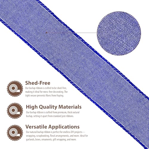 1 1 2 Inch Wide Royal Blue Burlap Ribbon for Crafts (120 Foot)