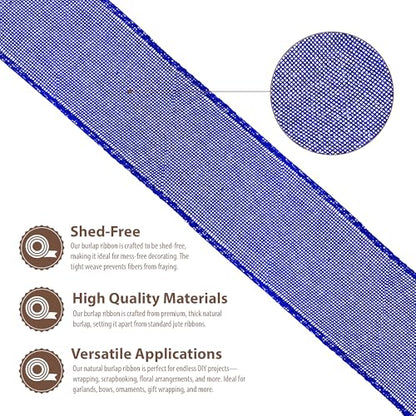 1 1 2 Inch Wide Royal Blue Burlap Ribbon for Crafts (120 Foot)