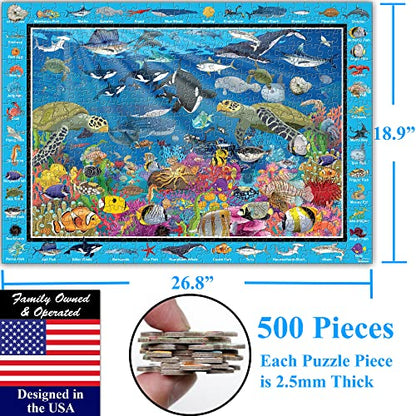Colorful Ocean Life 500 Pieces with Large Pieces Jigsaw Puzzle for 13+