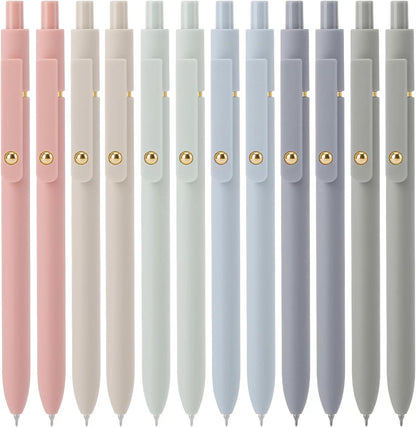 Ddaowanx Gel Pens, 12 Pcs 0.5mm Quick Dry Black Ink Pens Fine Point Smooth Writing Pens, Cute Office School Supplies Gifts for Women (12 Pcs Morandi-Black Ink)