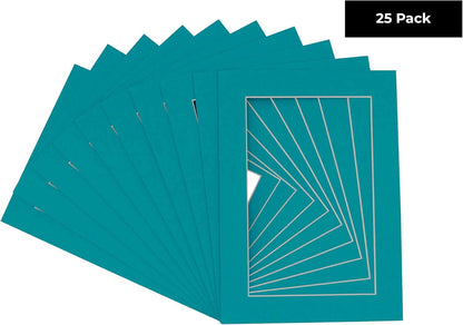 11x14 Mat for 8.5x11 Photo - Precut Teal Blue Picture Matboard for Frames Measuring 11 x 14 Inches - Bevel Cut Matte to Display Art Measuring 8.5 x 11 Inches - Acid Free Pack of 25 MATS