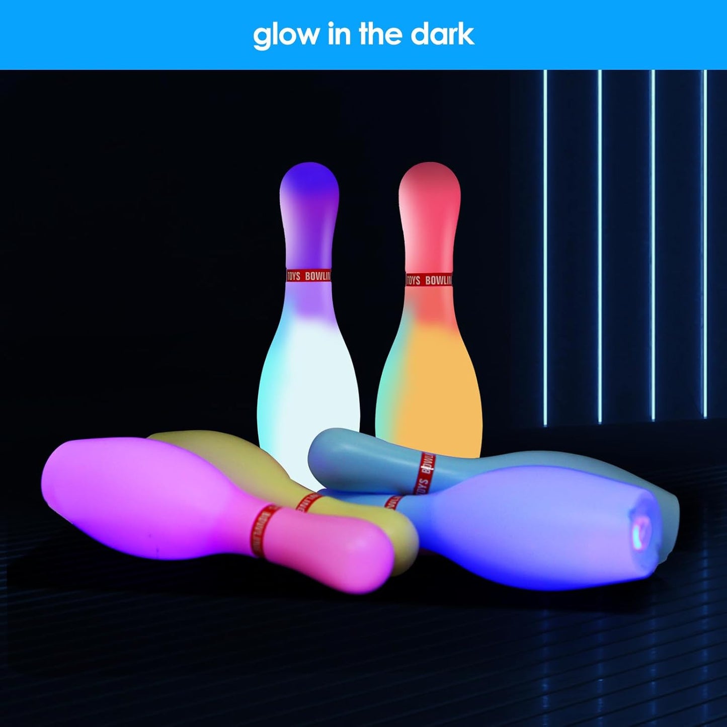 Light Up Bowling Set, Glow in The Dark Bowling Balls & Pins for Outdoor and Indoor Kids Games Fit Christmas Birthday Party Lawn Yard Carnival Games, Kids Education Motor Skills Toys