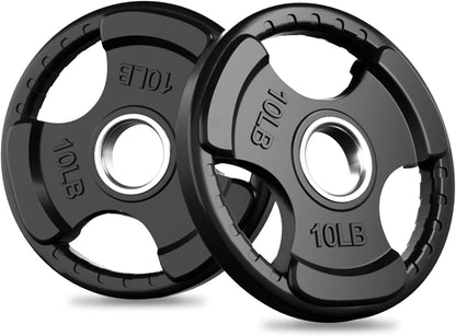 RitFit Olympic Rubber Grip Plates for Barbell, 2-Inch Weight Plates for Weightlifting and Strength Training in Home & Gym, Single, Pair and Sets(2.5/5/10/25/35/45 LB)