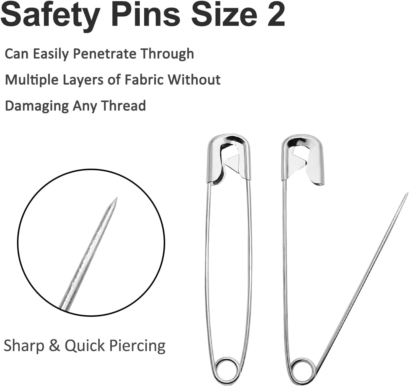 500 PCS 38mm / 1.5 Inch Heavy Duty Quilting Safety Pins, Medium Silver Metal Sewing Pins for DIY Crafts Jewelry Making Baby Clothing (Nickel Plated)": "