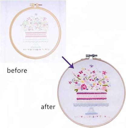 BlingBling5 Embroidery Kits for Adults Full Range of Starter Including Instructions Stamped Cloth with Pattern Hoop Color Threads and Tools Punch Needle Kit(Flowers 3)