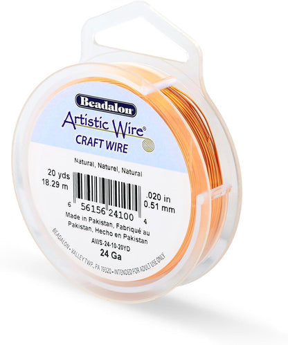 Artistic Wire, 24 Gauge Tarnish Resistant Colored Copper Craft Wire, Natural, 20 yd