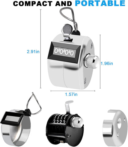 Metal Tally Counter Clicker Counter Handheld Pitch Counter, Manual Mechanical 4-Digit Number Click Counter, One Hand Counter Clicker Digital Counting for Coaching Knitting People Lap Fishing Golf&Row