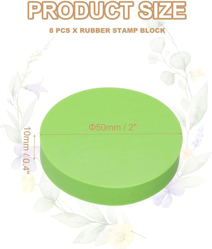 PATIKIL 8Pcs 2" Rubber Carving Blocks, Soft Linoleum Art Carving Block Round Crafts Stamp Making for Printmaking Stamps Carving Supplies, Green