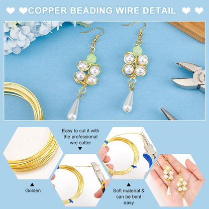 BENECREAT 14K Gold Plated Square Copper Wire - 16.4FT 20 Gauge Wire for Jewelry Making, Beading, Crafting