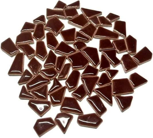 Mosaic Tiles 200g/7.05oz(Approx. 155-170pcs) Porcelain Mosaic Tiles 1-2.5cm 0.4mm Thickness Ceramic Mosaic Stones DIY Mosaic Craft Material(Deep Coffee)