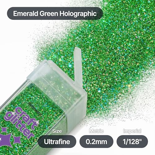 Craft Glitter Shaker Emerald Green Holographic 110g Ultrafine (3.8 Ounce)