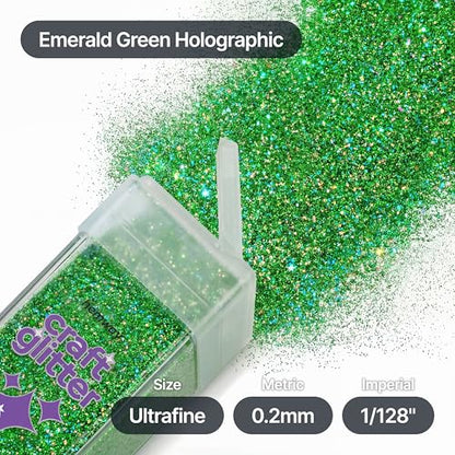 Craft Glitter Shaker Emerald Green Holographic 110g Ultrafine (3.8 Ounce)
