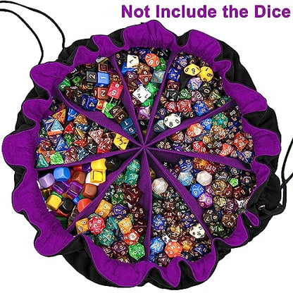 Large Dice Bag with Pockets Big Capacity Dice Bag Drawstring Pouch