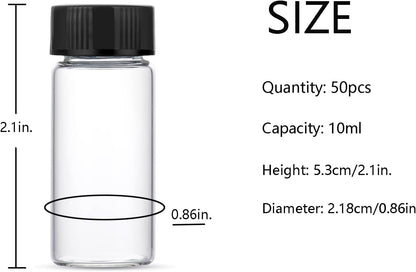 10ml Clear Small Glass Vials 50pcs with Screw Caps(50pcs)