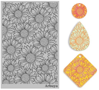 Polymer Clay Sunflower Texture Sheets for Earring Jewelry Making