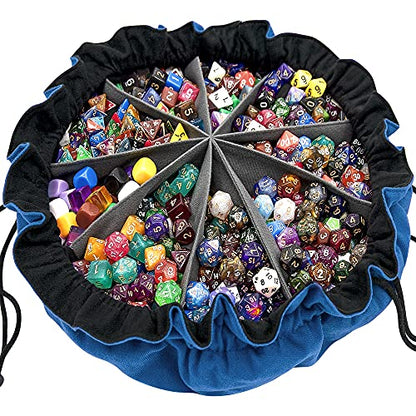 Large Dice Bag with Pockets Big Capacity Dice Bag Drawstring Pouch