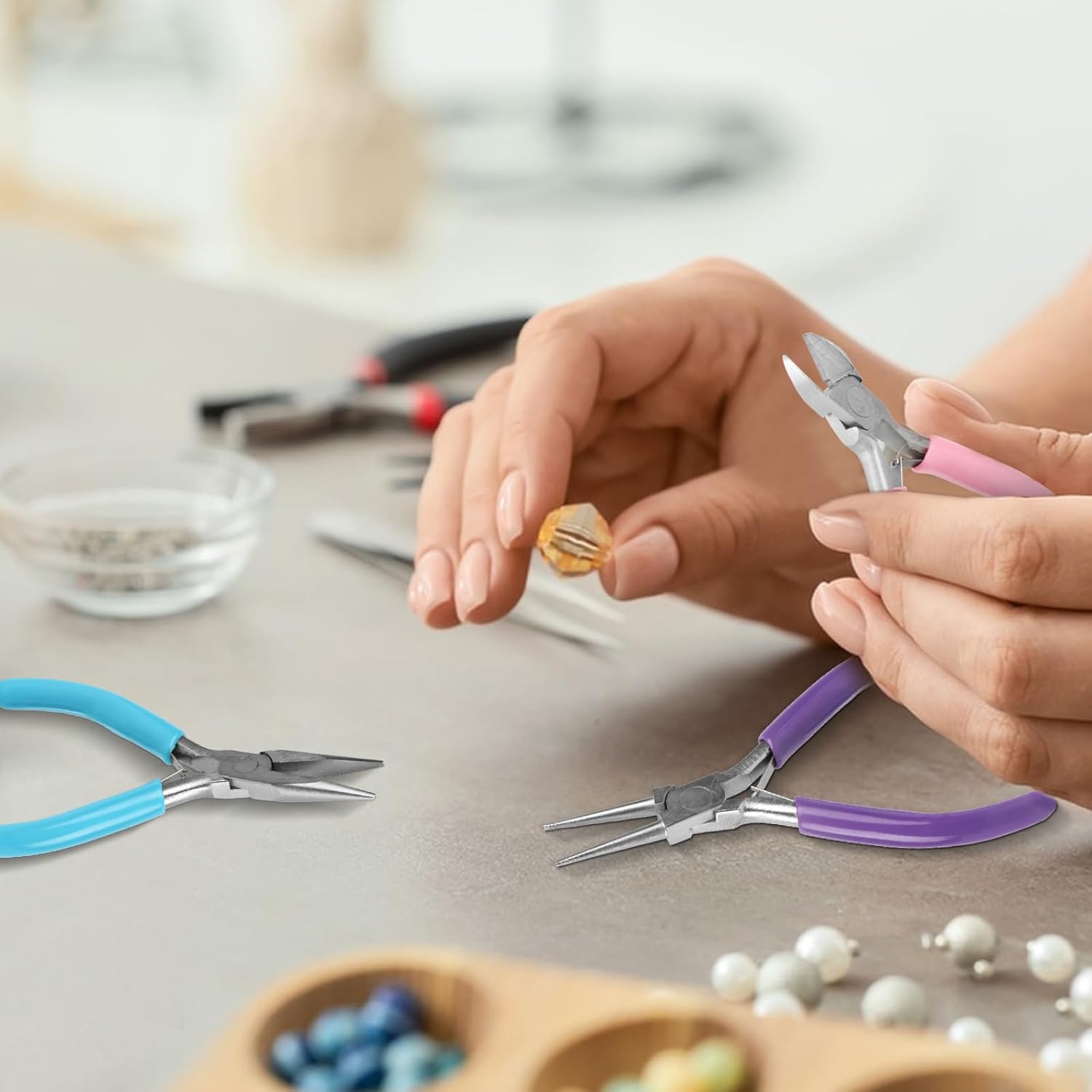 5 Pcs Jewelry Making Pliers Tools,Includes Needle,Round,Chain, Bent & Zipper Pliers for Repair, Wire Wrapping & Crafts DIY Craft Jewelry Making Supplies - Crafty Corner