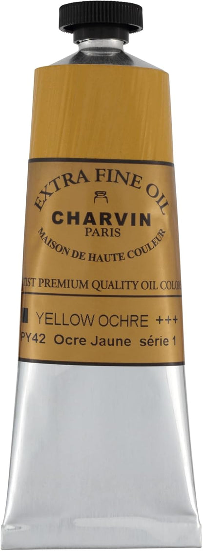 Charvin Extra Fine Oil Paint, Yellow Ochre 60 mL - Triple-Milled, Rich Texture, Poppy Oil-Based, Light-Fast, Handmade, Archival Quality