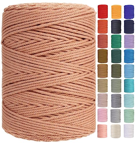 Macrame Cord 3mm x 546yards Natural Macrame Cotton Rope Colored Macrame Rope Soft Cotton Cord Macrame Supplies Craft Rope Macrame Yarn for Plant Hanger Wall Hanger Dreamcatcher