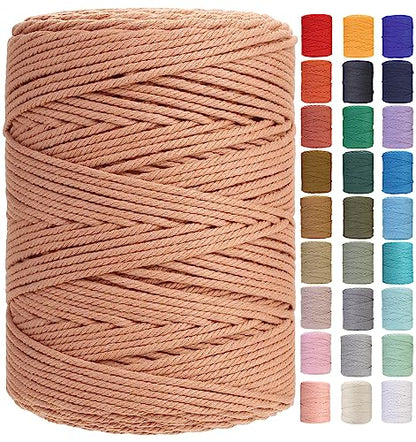 Macrame Cord 3mm x 546yards Natural Macrame Cotton Rope Colored Macrame Rope Soft Cotton Cord Macrame Supplies Craft Rope Macrame Yarn for Plant Hanger Wall Hanger Dreamcatcher
