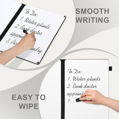 AGM Portable White Board Dry Erase Notebook, 12" x 9" Double Sided Folding Whiteboards with 3 Pens, Small Travel Dry Erase Board Skin-Friendly Material for Study, Meeting, Planning, Brown