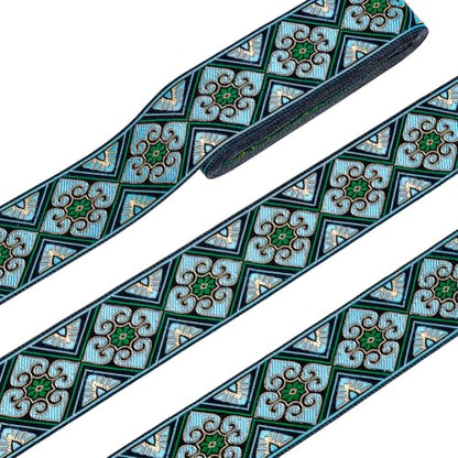 7 Yards Jacquard Ribbon Trim 2 Inch Boho Embroidered Woven Lace Ribbon Fabric Vintage Flowers Straps Fabric Bias Tape for Bohemian Persian Clothes Bag Holiday Christmas Decor Gift Wrap (21 Foot)