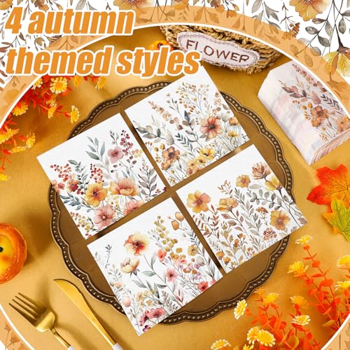 200 Pieces Fall Floral Cocktail Napkins 2