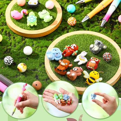 24Pcs 3D Animal Silicone Focal Beads for Pens (24 Count)