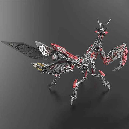 Metalkitor 3D Metal Puzzles for Adults, Giant Mantis Model Kit - Steampunk DIY Ornament - Assembly Jigsaw Crafts Brain Teaser - Perfect Room Decor and Gift Choice(1200+PCS, Black Red) (Black Red)