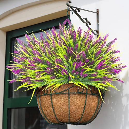 20 Bundles Artificial Plants Outdoor Fake Monkey Grass with Flowers (20 Count)