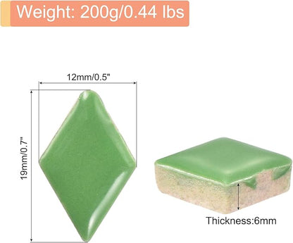 MECCANIXITY 200g Ceramic Mosaic Tiles for Crafts Bulk, Rhombic Green Ceramic Tiles for Mosaic Kits Garden Stepping Stone Cup Mat