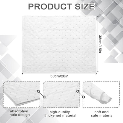 Hoolerry Oil Absorbent Pads Weight Dimpled Pad Garage Accessories Water Absorbent Mat Oil Spill Mat for Absorbing Protecting Home Garage Basement (100 Pcs,White,15 x 19.7 Inch)