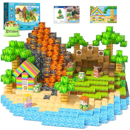 120PCS Magnetic Blocks Hawaii Mine Magnet World Building Cubes for Kids 3+ (120 Count)