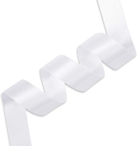 Satin Ribbon 1 Inch White Double Faced - 25 Yards for Gift Wrapping DIY Bows Crafts Bridal Bouquet Cutting Ceremony Sewing Christmas Wedding Baby Shower Decoration Humphrey's Craft - Crafty Corner