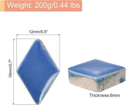 MECCANIXITY 200g Ceramic Mosaic Tiles for Crafts Bulk, Rhombic Blue Ceramic Tiles for Mosaic Kits Garden Stepping Stone Cup Mat