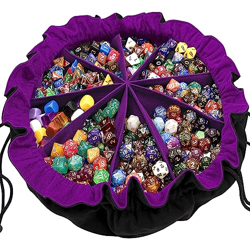 Large Dice Bag with Pockets Big Capacity Dice Bag Drawstring Pouch