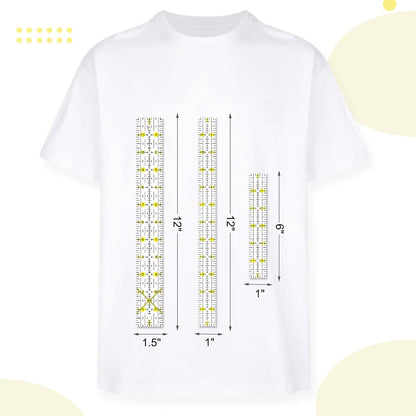 Quilting Ruler, 8 Piece Acrylic Quilting Templates, Sewing Ruler, Fabric Cutting Ruler with Non-Slip Rings, Quilting and Sewing (6"x17", 3"x17", 2"x16", 1.5"x12", 1"x12", 1"x6", 8"x3") (Yellow)