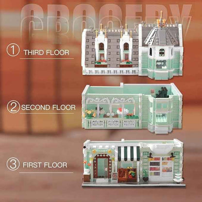 City Grocery Store Building Blocks Set for Adults, 3 Levels Street View Modular House Building, Christmas Birthday Gift for Teens(2225 Pcs)