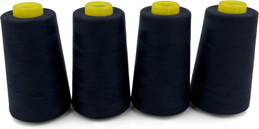 Tortoise 4 Cones of 3000 Yards Each Spool Thread for All Purpose, Serger, Overlock, Quilting, Sewing Machine - 100% Polyester - 40S/2 - Dark Navy Blue