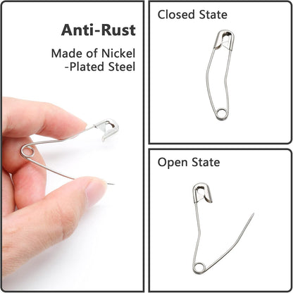 120Pcs Curved Safety Pins Size 2, 1.5" / 38mm Quilting Basting Pins, Bent Safety Pins for Quilting and Knitting (Sliver)